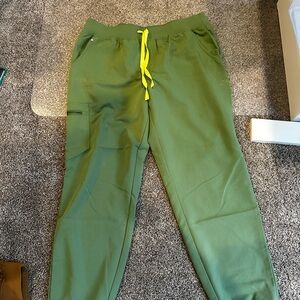 Green Jogger Pants with Yellow Drawstring